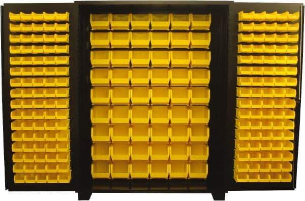 Jamco - 214 Bin Storage Cabinet - Steel, 60" Wide x 24" Deep x 78" High, Black - Industrial Tool & Supply