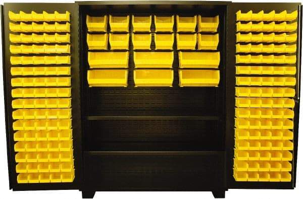Jamco - 2 Shelf 178 Bin Storage Cabinet - Steel, 60" Wide x 24" Deep x 78" High, Black - Industrial Tool & Supply