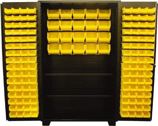 Jamco - 2 Shelf 148 Bin Storage Cabinet - Steel, 48" Wide x 24" Deep x 78" High, Black - Industrial Tool & Supply