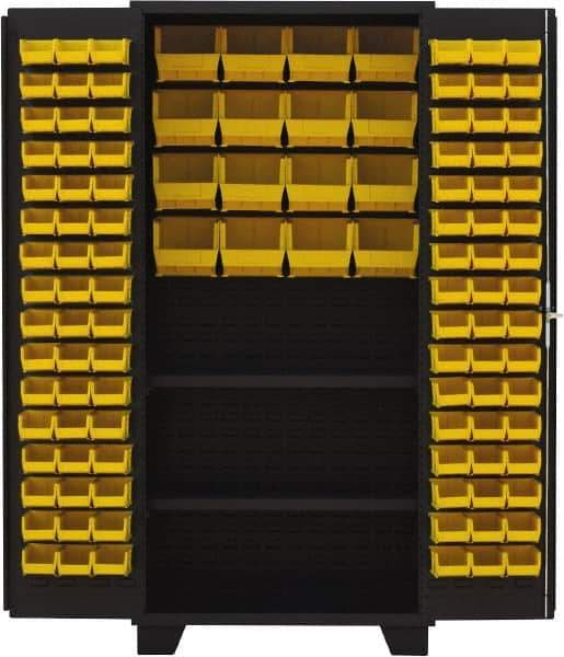 Jamco - 2 Shelf 112 Bin Storage Cabinet - Steel, 36" Wide x 24" Deep x 78" High, Black - Industrial Tool & Supply