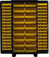 Jamco - 114 Bin Storage Cabinet - Steel, 36" Wide x 24" Deep x 78" High, Black - Industrial Tool & Supply