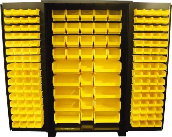 Jamco - 163 Bin Storage Cabinet - Steel, 48" Wide x 24" Deep x 78" High, Black - Industrial Tool & Supply