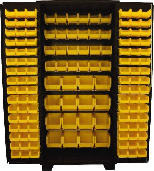 Jamco - 136 Bin Storage Cabinet - Steel, 36" Wide x 24" Deep x 78" High, Black - Industrial Tool & Supply