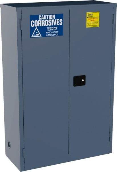 Jamco - 2 Door, 2 Shelf, Blue Steel Double Wall Safety Cabinet for Flammable and Combustible Liquids - 65" High x 18" Wide x 43" Deep, Self Closing Door, 3 Point Key Lock, 45 Gal Capacity - Industrial Tool & Supply