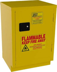 Jamco - 1 Door, 1 Shelf, Yellow Steel Double Wall Safety Cabinet for Flammable and Combustible Liquids - 35" High x 22" Wide x 24" Deep, Manual Closing Door, 3 Point Key Lock, 12 Gal Capacity - Industrial Tool & Supply