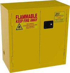Jamco - 2 Door, 1 Shelf, Yellow Steel Double Wall Safety Cabinet for Flammable and Combustible Liquids - 35" High x 18" Wide x 34" Deep, Self Closing Door, 3 Point Key Lock, 22 Gal Capacity - Industrial Tool & Supply