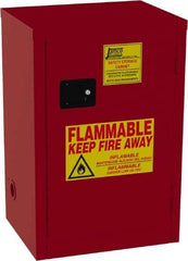 Jamco - 1 Door, 2 Shelf, Red Steel Double Wall Safety Cabinet for Flammable and Combustible Liquids - 35" High x 18" Wide x 23" Deep, Manual Closing Door, 3 Point Key Lock, 18 Gal Capacity - Industrial Tool & Supply