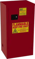 Jamco - 1 Door, 3 Shelf, Red Steel Double Wall Safety Cabinet for Flammable and Combustible Liquids - 35" High x 18" Wide x 23" Deep, Self Closing Door, 3 Point Key Lock, 24 Gal Capacity - Industrial Tool & Supply