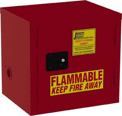 Jamco - 1 Door, 1 Shelf, Red Steel Double Wall Safety Cabinet for Flammable and Combustible Liquids - 22" High x 18" Wide x 23" Deep, Self Closing Door, 3 Point Key Lock, 12 Gal Capacity - Industrial Tool & Supply