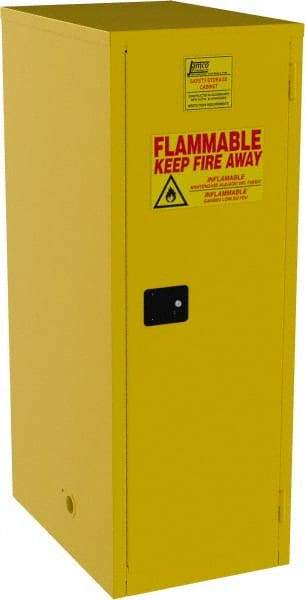 Jamco - 1 Door, 3 Shelf, Yellow Steel Double Wall Safety Cabinet for Flammable and Combustible Liquids - 65" High x 34" Wide x 23" Deep, Self Closing Door, 3 Point Key Lock, 60 Gal Capacity - Industrial Tool & Supply