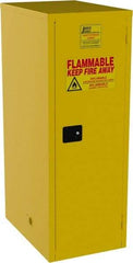 Jamco - 1 Door, 3 Shelf, Yellow Steel Double Wall Safety Cabinet for Flammable and Combustible Liquids - 65" High x 34" Wide x 23" Deep, Self Closing Door, 3 Point Key Lock, 60 Gal Capacity - Industrial Tool & Supply