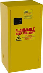 Jamco - 1 Door, 2 Shelf, Yellow Steel Double Wall Safety Cabinet for Flammable and Combustible Liquids - 44" High x 23" Wide x 18" Deep, Self Closing Door, 3 Point Key Lock, 18 Gal Capacity - Industrial Tool & Supply