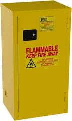 Jamco - 1 Door, 2 Shelf, Yellow Steel Double Wall Safety Cabinet for Flammable and Combustible Liquids - 44" High x 18" Wide x 23" Deep, Manual Closing Door, 3 Point Key Lock, 18 Gal Capacity - Industrial Tool & Supply