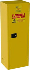 Jamco - 1 Door, 3 Shelf, Yellow Steel Double Wall Safety Cabinet for Flammable and Combustible Liquids - 65" High x 18" Wide x 23" Deep, Manual Closing Door, 3 Point Key Lock, 24 Gal Capacity - Industrial Tool & Supply
