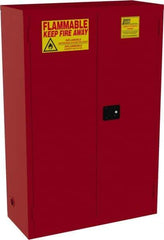 Jamco - 2 Door, 5 Shelf, Red Steel Double Wall Safety Cabinet for Flammable and Combustible Liquids - 65" High x 18" Wide x 43" Deep, Self Closing Door, 3 Point Key Lock, 72 Gal Capacity - Industrial Tool & Supply