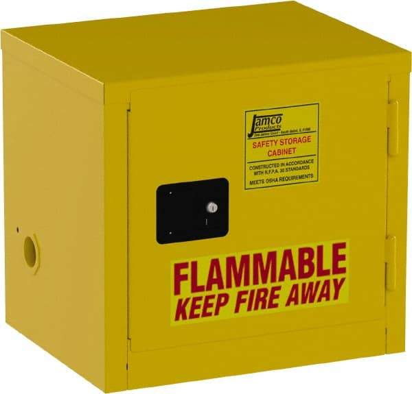Jamco - 1 Door, Yellow Steel Double Wall Safety Cabinet for Flammable and Combustible Liquids - 22" High x 18" Wide x 23" Deep, Self Closing Door, 3 Point Key Lock, 6 Gal Capacity - Industrial Tool & Supply