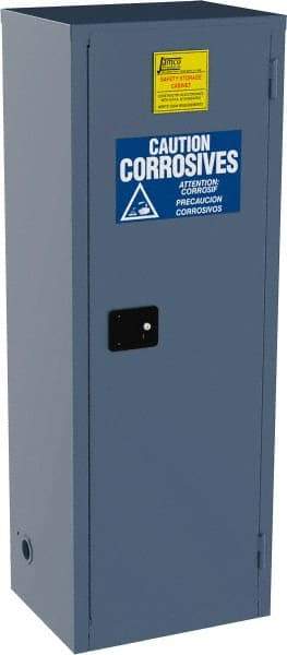 Jamco - 1 Door, 3 Shelf, Blue Steel Double Wall Safety Cabinet for Flammable and Combustible Liquids - 65" High x 18" Wide x 23" Deep, Manual Closing Door, 3 Point Key Lock, 24 Gal Capacity - Industrial Tool & Supply