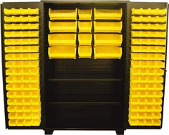 Jamco - 2 Shelf 140 Bin Storage Cabinet - Steel, 48" Wide x 24" Deep x 78" High, Black - Industrial Tool & Supply