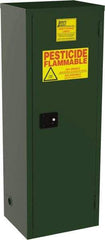 Jamco - 1 Door, 3 Shelf, Green Steel Double Wall Safety Cabinet for Flammable and Combustible Liquids - 65" High x 18" Wide x 23" Deep, Manual Closing Door, 3 Point Key Lock, 24 Gal Capacity - Industrial Tool & Supply