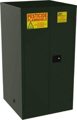 Jamco - 2 Door, 2 Shelf, Green Steel Double Wall Safety Cabinet for Flammable and Combustible Liquids - 65" High x 34" Wide x 34" Deep, Manual Closing Door, 3 Point Key Lock, 60 Gal Capacity - Industrial Tool & Supply