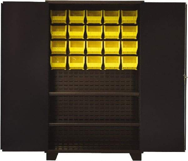 Jamco - 2 Shelf 20 Bin Storage Cabinet - Steel, 48" Wide x 24" Deep x 78" High, Black - Industrial Tool & Supply