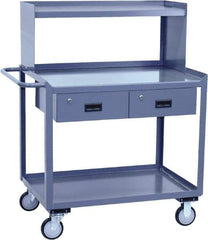 Jamco - Flush Mobile Work Bench with Shelf Riser - Steel, Gray, 24" Long x 36" Deep x 52" High - Industrial Tool & Supply