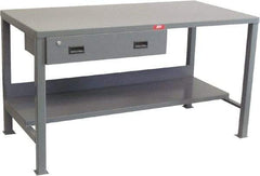 Jamco - 72 Wide x 36" Deep x 34" High, 12 Gauge Steel Heavy-Duty Workbench with Drawer - 12 Gauge Steel Top, Fixed Legs, Gray - Industrial Tool & Supply