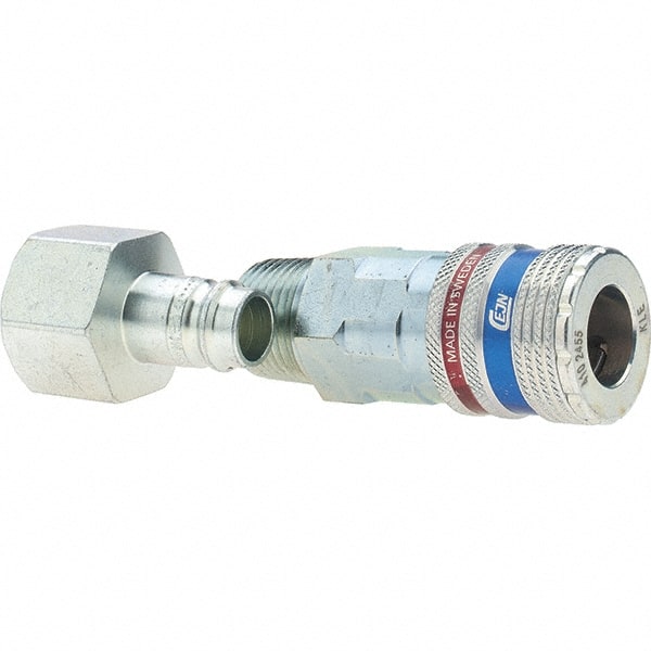 Dynabrade - 2 Piece 1/2" Body 1/2 NPT 150 psi Brass/Steel Industrial Pneumatic Coupling Plug Set - Industrial Tool & Supply