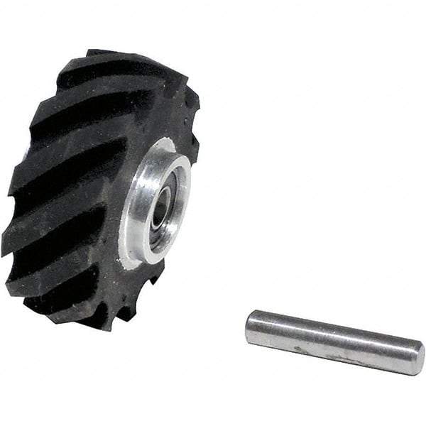 Dynabrade - 2" Diam x 5/8" Wide Contact Wheel Assembly - 5/8" Arbor Hole, Crowned, 40 Duro Rubber Face - Industrial Tool & Supply