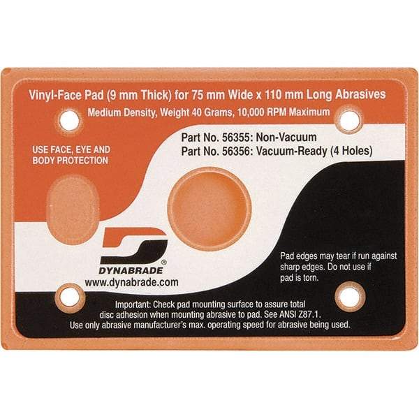 Dynabrade - 4-1/4 x 3" Rectangular Adhesive/PSA Backing Pad - Dynabug II Compatible, Screw Attachment, Nonvacuum Pad, 3/8" Thick, Medium Density - Industrial Tool & Supply