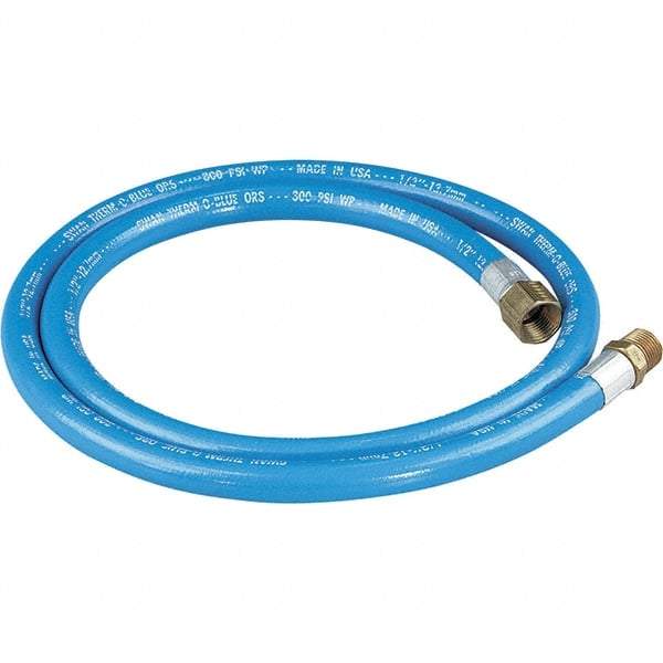 Dynabrade - 1/2" ID 5' Long Hose - Female/Male Ends, 90 Working psi, 1/2" Fitting, Blue - Industrial Tool & Supply