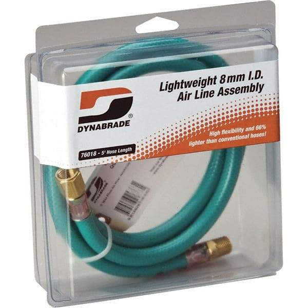 Dynabrade - 8mm ID 5' Long Hose - Male/Female Ends, 90 Working psi, Green - Industrial Tool & Supply