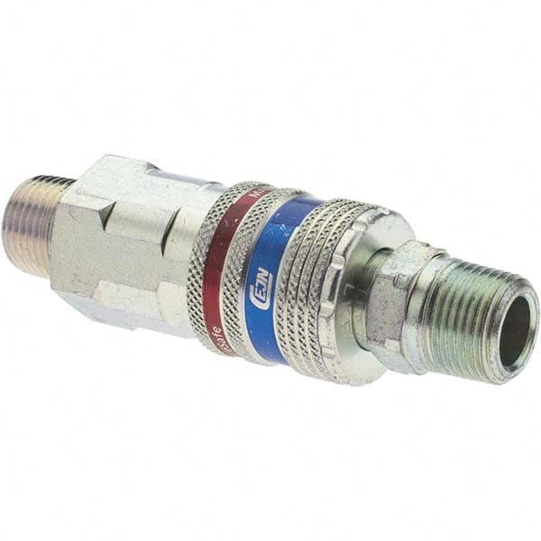 Dynabrade - 2 Piece 3/8" Body 3/8 NPT 150 psi Brass/Steel Industrial Pneumatic Coupling Plug Set - Industrial Tool & Supply
