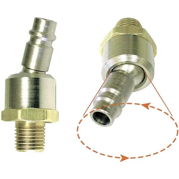 Dynabrade - 1/4 Male Pneumatic Hose Ball Swivel Plug - 90 Max Working psi - Industrial Tool & Supply