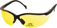 PYRAMEX - +1.5, Amber Lenses, Scratch Resistant, Framed Magnifying Safety Glasses - UV Protection, Adjustable Temples, Black Nylon Frame, ANSI Z87.1 - Industrial Tool & Supply