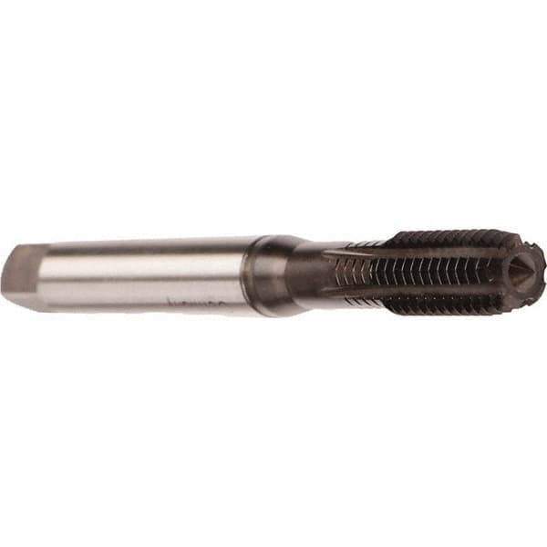 Emuge - M3.5x0.60 Metric 6HX Modified Bottoming Thread Forming Tap - Cobalt, Nitride Finish, 56mm OAL, 12mm Thread Length, Right Hand Thread, Series Druck - Exact Industrial Supply