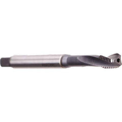 Emuge - M10x1.50 Metric 3 Flute 6HX Bottoming Spiral Flute Tap - Cobalt, TiCN Finish, 100mm OAL, Right Hand Flute, Right Hand Thread, Series Rekord D - Industrial Tool & Supply