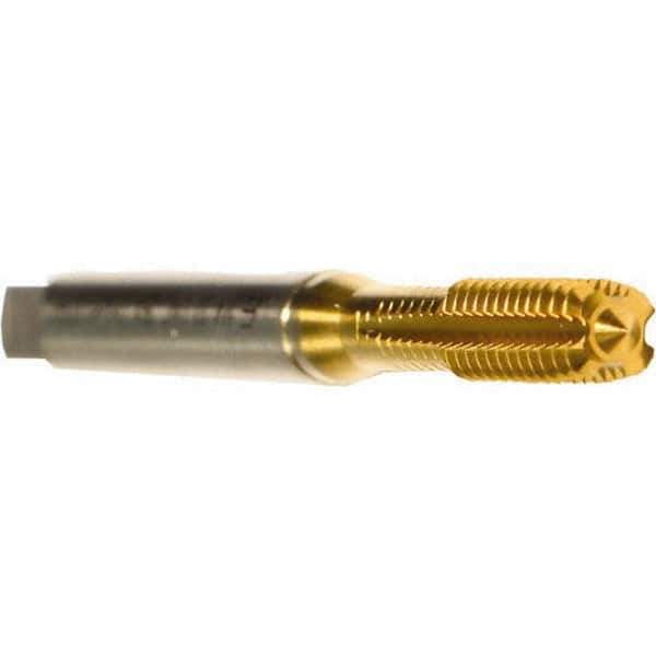 Emuge - M6x0.75 Metric Fine 6HX Modified Bottoming Thread Forming Tap - Cobalt, TiN Finish, 80mm OAL, 13mm Thread Length, Right Hand Thread, Series Druck - Industrial Tool & Supply
