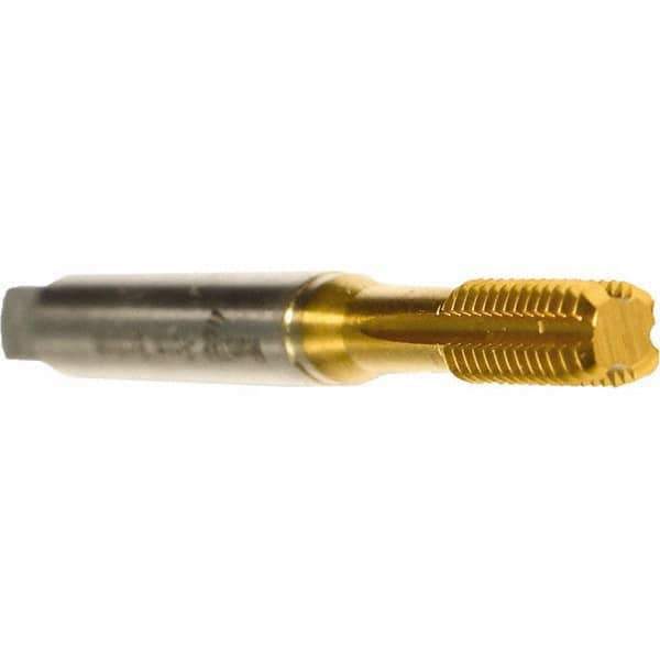 Emuge - #5-40 UNC 2B/3B Bottoming Thread Forming Tap - Cobalt, TiN Finish, 2.205" OAL, 0.433" Thread Length, Right Hand Thread, Series Druck - Exact Industrial Supply