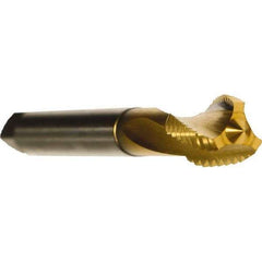 Emuge - 9/16-12 UNC 3 Flute 2BX Modified Bottoming Spiral Flute Tap - Cobalt, TiN Finish, 4.331" OAL, Right Hand Flute, Right Hand Thread, Series Rekord D - Industrial Tool & Supply