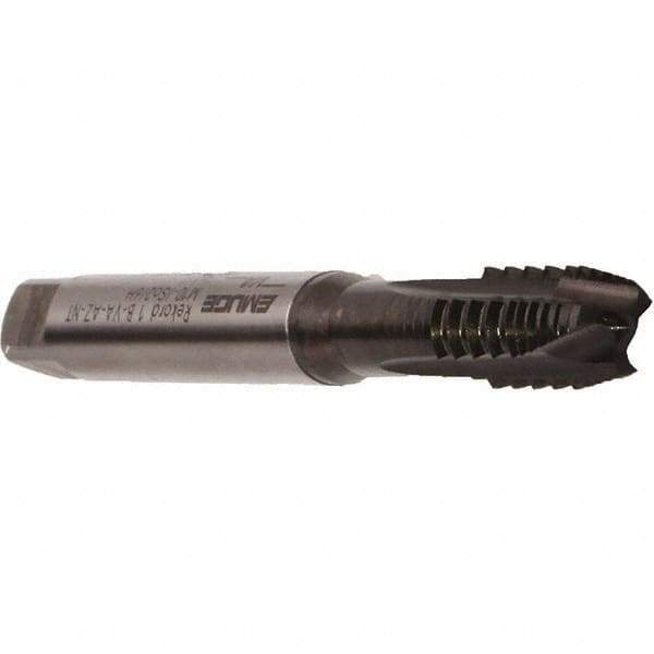 Emuge - M4x0.70 Metric Coarse, 3 Flute, Nitride Finish, Cobalt Spiral Point Tap - Plug Chamfer, Right Hand Thread, 63mm OAL, 13mm Thread Length, 4.5mm Shank Diam, 6H Class of Fit, Series Rekord B - Exact Industrial Supply