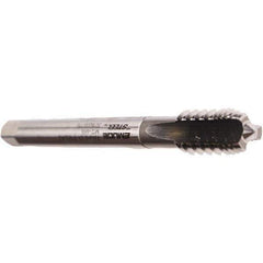 Emuge - M4x0.70 Metric Coarse 6HX 3 Flute Bright Finish Cobalt Straight Flute Interrupted Thread Machine Tap - Modified Bottoming, Right Hand Thread, 63mm OAL, 13mm Thread Length, Oversize - Exact Industrial Supply