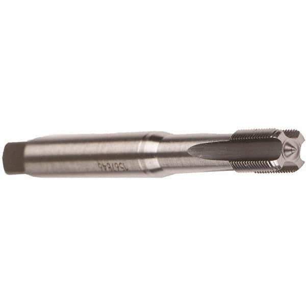 Emuge - M4x0.70 Metric Coarse 6HX 3 Flute Bright Finish Cobalt Straight Flute Machine Tap - Modified Bottoming, Right Hand Thread, 45mm OAL, 12mm Thread Length, Oversize - Exact Industrial Supply
