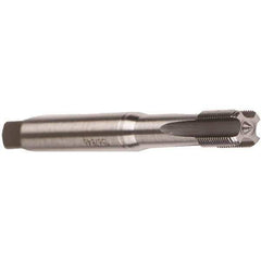 Emuge - M8x0.75 Metric Fine 6HX 3 Flute Bright Finish Cobalt Straight Flute Machine Tap - Modified Bottoming, Right Hand Thread, 80mm OAL, 14mm Thread Length, Oversize - Exact Industrial Supply