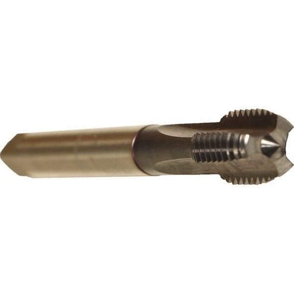 Emuge - M8x1.00 Metric Fine 6HX 3 Flute TiCN Finish Cobalt Straight Flute Machine Tap - Modified Bottoming, Right Hand Thread, 90mm OAL, 17mm Thread Length, Oversize - Exact Industrial Supply