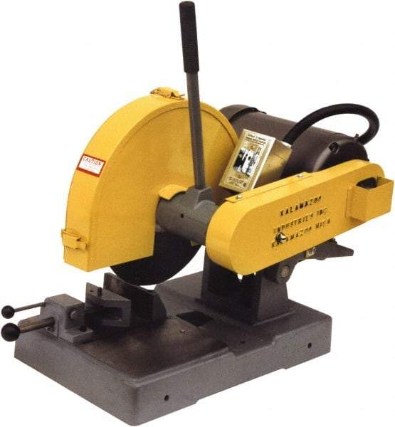 Kalamazoo - 14" Blade Diam, 1" Arbor Hole, Straight Chop & Cutoff Saw - 4,400 RPM, 5 hp, 220 Volts, 1 Phase - Industrial Tool & Supply