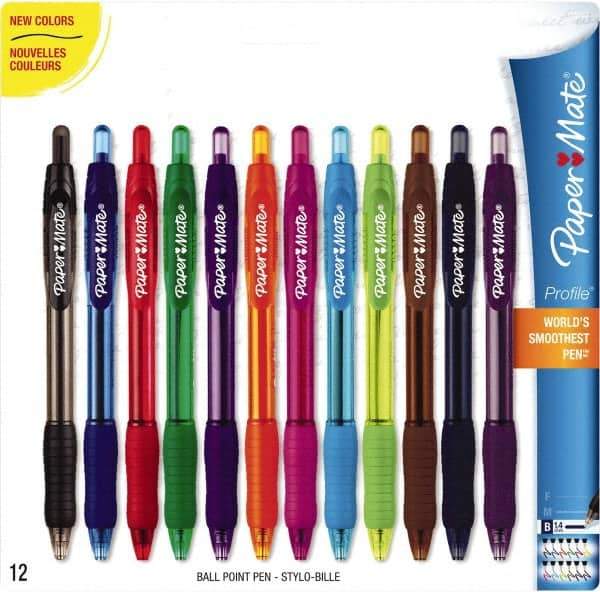 Paper Mate - 1.4mm Ball Point Retractable Pen - Assorted Colors - Industrial Tool & Supply