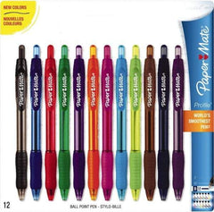 Paper Mate - 1.4mm Ball Point Retractable Pen - Assorted Colors - Industrial Tool & Supply
