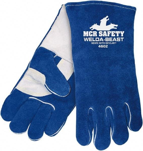 MCR Safety - Size L Foam Lined Cowhide Welding Glove - Blue, Pair - Industrial Tool & Supply