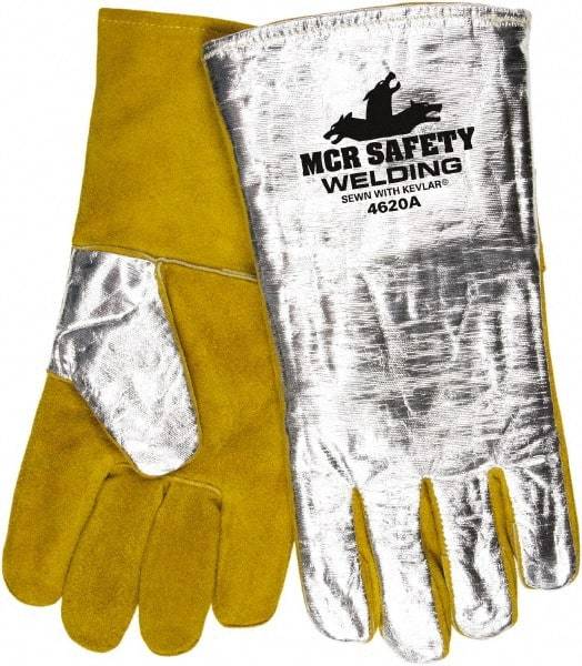 MCR Safety - Size XL Jersey Lined Aluminized Leather Welding Glove - Brown, Pair - Industrial Tool & Supply
